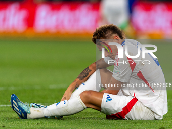 Mateo Retegui of Italy reacts during the UEFA Nations League 2024/25 League A Group A2 match between France and Italy in Paris, France, on S...