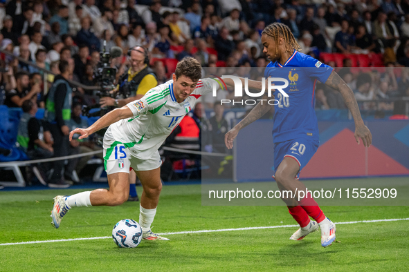 Andrea Cambiaso of Italy is in action during the UEFA Nations League 2024/25 League A Group A2 match between France and Italy at Parc des Pr...