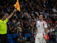 Sandro Tonali of Italy reacts during the UEFA Nations League 2024/25 League A Group A2 match between France and Italy in Paris, France, on S...