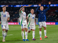 Italy celebrates the victory at the UEFA Nations League 2024/25 League A Group A2 match between France and Italy in Paris, France, on Septem...