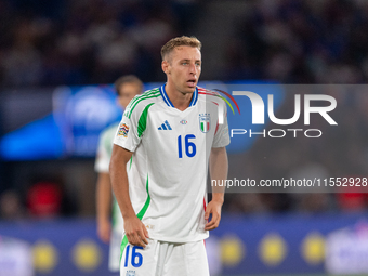 Davide Frattesi of Italy is in action during the UEFA Nations League 2024/25 League A Group A2 match between France and Italy at Parc des Pr...