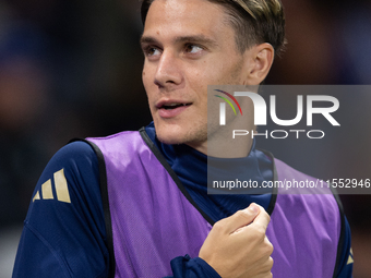 Nicolo Fagioli of Italy warms up during the UEFA Nations League 2024/25 League A Group A2 match between France and Italy at Parc des Princes...