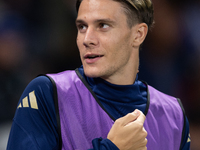 Nicolo Fagioli of Italy warms up during the UEFA Nations League 2024/25 League A Group A2 match between France and Italy at Parc des Princes...