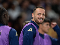 Federico Gatti of Italy warms up during the UEFA Nations League 2024/25 League A Group A2 match between France and Italy at Parc des Princes...