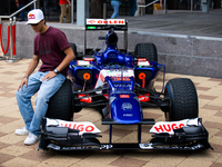 Red Bull Junior Driver Arvid Lindblad sits on the wheel of the RB7 in a Visa Cash App RB livery, which he will drive the next day for Red Bu...