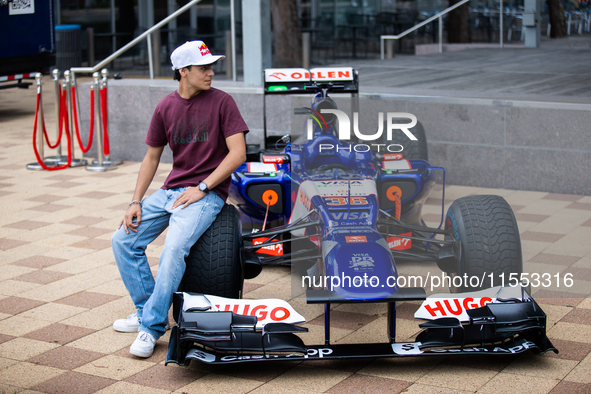 Red Bull Junior Driver Arvid Lindblad sits on the wheel of the RB7 in a Visa Cash App RB livery, which he will drive the next day for Red Bu...