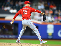 Cincinnati Reds pitcher Brandon Williamson #55 throws during the third inning of the baseball game against the New York Mets at Citi Field i...