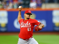 Cincinnati Reds pitcher Fernando Cruz #63 throws during the first inning of the baseball game against the New York Mets at Citi Field in Cor...