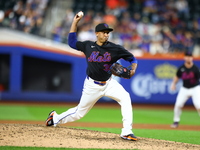 New York Mets relief pitcher Edwin Diaz #39 throws during the ninth inning of the baseball game against the Cincinnati Reds at Citi Field in...