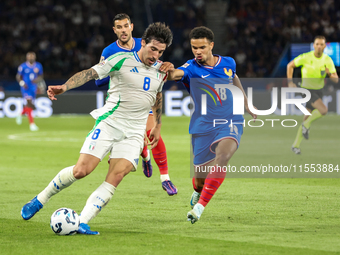 Sandro Tonali , Warren Zaire-Emery  during France vs Italy, UEFA Nations League match, in Paris, France on September 6, 2024. (