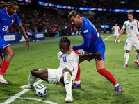 Bradley Barcola , Moise Kean , Theo Fernandez  during France vs Italy, UEFA Nations League match, in Paris, France on September 6, 2024. (