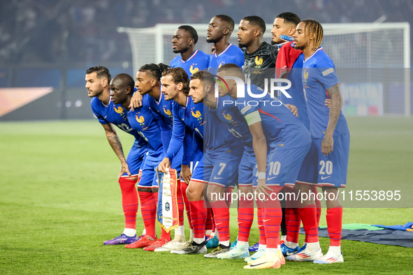 Team France before the match during France vs Italy, UEFA Nations League match, in Paris, France on September 6, 2024. 