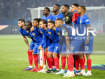 Team France before the match during France vs Italy, UEFA Nations League match, in Paris, France on September 6, 2024. (