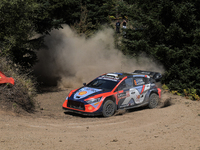 Driver Ott Tanak and co-driver Martin Jarveoja of the Hyundai Shell Mobis World Rally Team, Hyundai i20 N Rally1 Hybrid, face the first day...