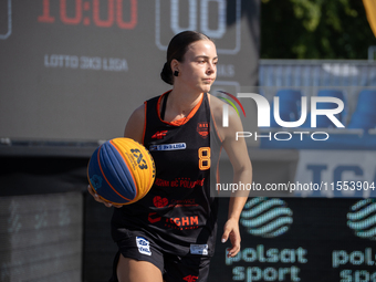 Martyna Kuriata participates in the LOTTO 3x3 League basketball game in Sosnowiec, Poland, on September 6, 2024. The Lotto 3x3 Liga tourname...