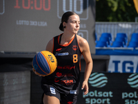 Martyna Kuriata participates in the LOTTO 3x3 League basketball game in Sosnowiec, Poland, on September 6, 2024. The Lotto 3x3 Liga tourname...