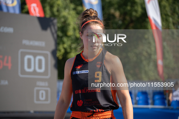 Klaudia Golebiewska participates in the LOTTO 3x3 League basketball game in Sosnowiec, Poland, on September 6, 2024. Lotto 3x3 Liga tourname...