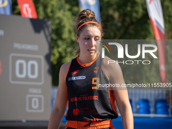 Klaudia Golebiewska participates in the LOTTO 3x3 League basketball game in Sosnowiec, Poland, on September 6, 2024. Lotto 3x3 Liga tourname...