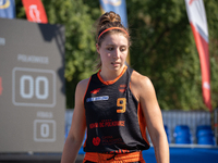 Klaudia Golebiewska participates in the LOTTO 3x3 League basketball game in Sosnowiec, Poland, on September 6, 2024. Lotto 3x3 Liga tourname...