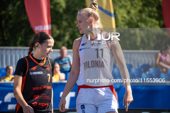 Marzena Marciniak participates in the LOTTO 3x3 League basketball game in Sosnowiec, Poland, on September 6, 2024. The Lotto 3x3 Liga tourna...