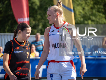 Marzena Marciniak participates in the LOTTO 3x3 League basketball game in Sosnowiec, Poland, on September 6, 2024. The Lotto 3x3 Liga tourna...