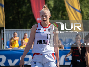 Marzena Marciniak participates in the LOTTO 3x3 League basketball game in Sosnowiec, Poland, on September 6, 2024. The Lotto 3x3 Liga tourna...