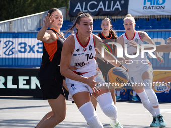 Bozena Puter participates in the LOTTO 3x3 League basketball game in Sosnowiec, Poland, on September 6, 2024. The Lotto 3x3 Liga tournament...