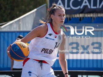 Bozena Puter participates in the LOTTO 3x3 League basketball game in Sosnowiec, Poland, on September 6, 2024. The Lotto 3x3 Liga tournament...