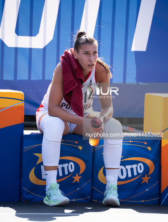 Bozena Puter participates in the LOTTO 3x3 League basketball game in Sosnowiec, Poland, on September 6, 2024. The Lotto 3x3 Liga tournament...