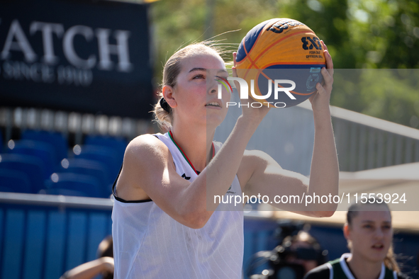 Kamila Borkowska participates in the LOTTO 3x3 League basketball game in Sosnowiec, Poland, on September 6, 2024. Lotto 3x3 Liga tournament...