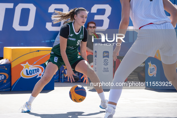 Michella Nassisi participates in the LOTTO 3x3 League basketball game in Sosnowiec, Poland, on September 6, 2024. Lotto 3x3 Liga tournament...