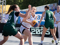 Aleksandra Rok participates in the LOTTO 3x3 League basketball game in Sosnowiec, Poland, on September 6, 2024. The Lotto 3x3 Liga tournamen...