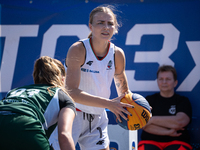 Aleksandra Kuczynska participates in the LOTTO 3x3 League basketball game in Sosnowiec, Poland, on September 6, 2024. Lotto 3x3 Liga tournam...