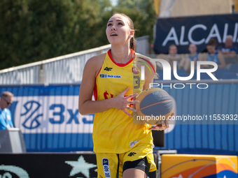 Dominika Mielczarek participates in the LOTTO 3x3 League basketball game in Sosnowiec, Poland, on September 6, 2024. The Lotto 3x3 Liga tour...