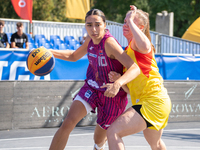 Wiktoria Sobiech participates in the LOTTO 3x3 League basketball game in Sosnowiec, Poland, on September 6, 2024. The Lotto 3x3 Liga tournam...