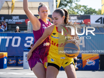 Dominika Mielczarek participates in the LOTTO 3x3 League basketball game in Sosnowiec, Poland, on September 6, 2024. The Lotto 3x3 Liga tour...