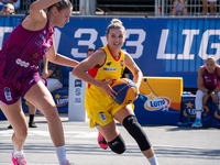 Barbara Lachacz participates in the LOTTO 3x3 League basketball game in Sosnowiec, Poland, on September 6, 2024. Lotto 3x3 Liga tournament m...