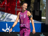 Marta Wieczynska participates in the LOTTO 3x3 League basketball game in Sosnowiec, Poland, on September 6, 2024. The Lotto 3x3 Liga tournam...