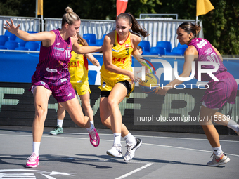 Dominika Mielczarek participates in the LOTTO 3x3 League basketball game in Sosnowiec, Poland, on September 6, 2024. The Lotto 3x3 Liga tour...