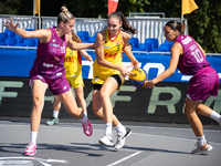 Dominika Mielczarek participates in the LOTTO 3x3 League basketball game in Sosnowiec, Poland, on September 6, 2024. The Lotto 3x3 Liga tour...