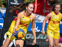 Dominika Mielczarek participates in the LOTTO 3x3 League basketball game in Sosnowiec, Poland, on September 6, 2024. The Lotto 3x3 Liga tour...