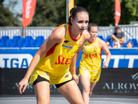 Dominika Mielczarek participates in the LOTTO 3x3 League basketball game in Sosnowiec, Poland, on September 6, 2024. The Lotto 3x3 Liga tour...