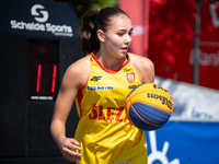 Dominika Mielczarek participates in the LOTTO 3x3 League basketball game in Sosnowiec, Poland, on September 6, 2024. The Lotto 3x3 Liga tour...