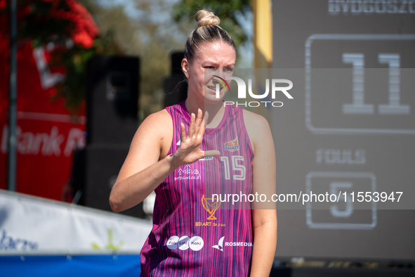 Alicja Malawy participates in the LOTTO 3x3 League basketball game in Sosnowiec, Poland, on September 6, 2024. The Lotto 3x3 Liga tournament...