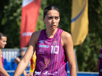 Wiktoria Sobiech participates in the LOTTO 3x3 League basketball game in Sosnowiec, Poland, on September 6, 2024. The Lotto 3x3 Liga tournam...