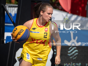 Sara Pajak participates in the LOTTO 3x3 League basketball game in Sosnowiec, Poland, on September 6, 2024. The Lotto 3x3 Liga tournament ma...