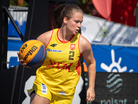 Sara Pajak participates in the LOTTO 3x3 League basketball game in Sosnowiec, Poland, on September 6, 2024. The Lotto 3x3 Liga tournament ma...