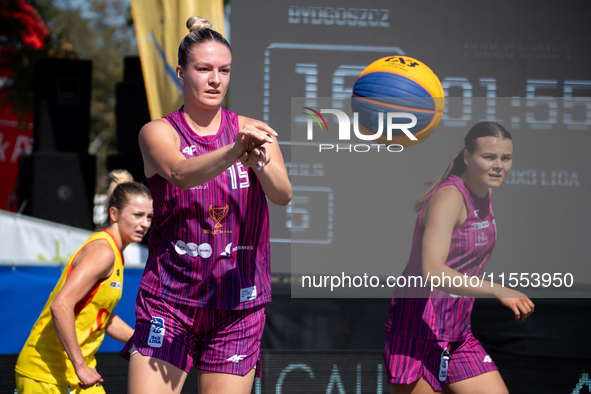 Alicja Malawy participates in the LOTTO 3x3 League basketball game in Sosnowiec, Poland, on September 6, 2024. The Lotto 3x3 Liga tournament...