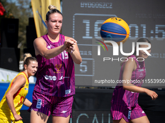 Alicja Malawy participates in the LOTTO 3x3 League basketball game in Sosnowiec, Poland, on September 6, 2024. The Lotto 3x3 Liga tournament...