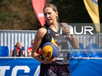 Magdalena Ratajczak participates in the LOTTO 3x3 League basketball game in Sosnowiec, Poland, on September 6, 2024. The Lotto 3x3 Liga tour...